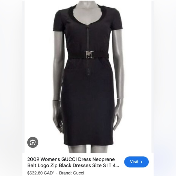 Authentic Gucci Black Neoprene Zipper Front Dress - Picture 3 of 17